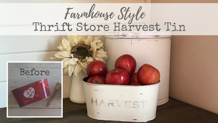 $1 Farmhouse Harvest Tin | Thrift Store Farmhouse Decor