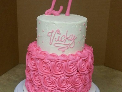 2 Tier Rosette Birthday Cake. Cake Decorating.