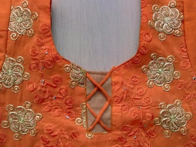 Churidar variety neck design using pant pice and canvas