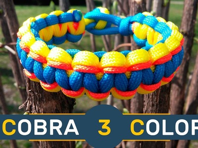 Cobra 3 color Paracord Bracelet without buckle