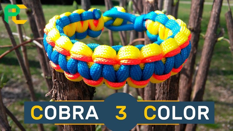 Cobra 3 color Paracord Bracelet without buckle