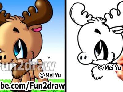 Cute Animals - New Drawing Video - How to Draw Animals (Moose) - Drawing Lessons - Fun2draw