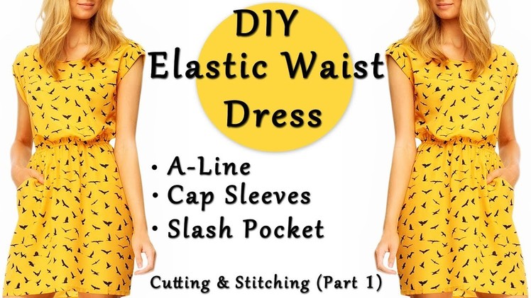 DIY Elastic Waist Dress | A - Line Dress | Cap Sleeves | Slash Pocket Dress