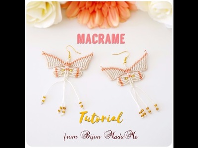 DIY macrame jewelry tutorial. How to make elegant macrame butterfly earrings.