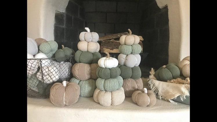 Fall Upcycled Sweater Pumpkins and Pumpkin Towers