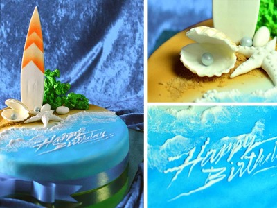 How to Decorate a Simple Beach & Surf Cake