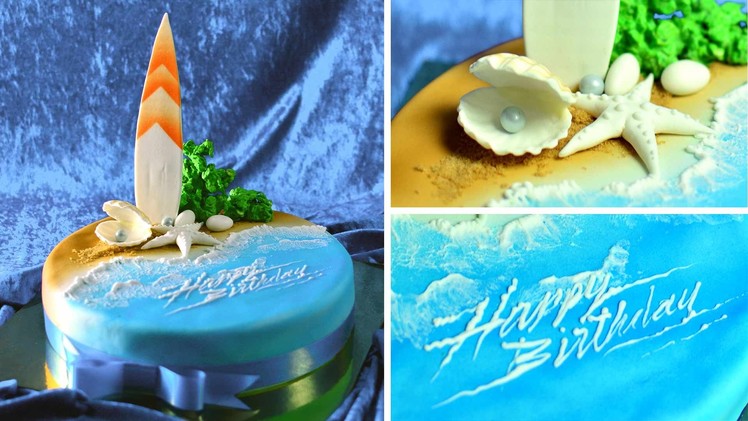 How to Decorate a Simple Beach & Surf Cake
