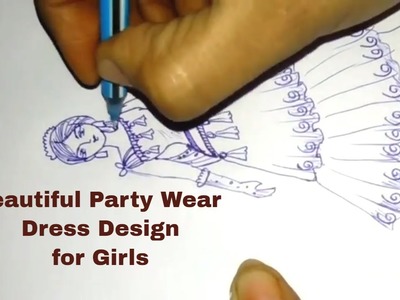 How to draw a wonderful dress for girls.ladies| latest party wear dress design fashion 2017 fancy