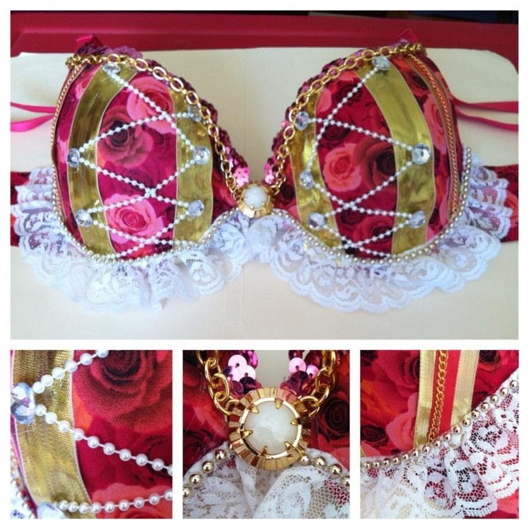 How to make a rave bra : Laced Floral Edition
