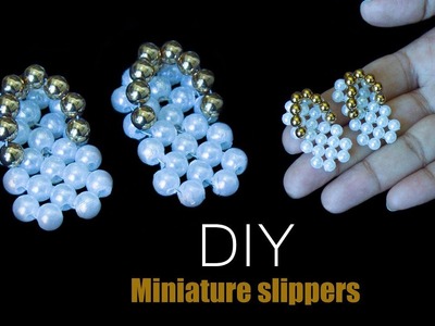 How to make miniature doll slipper with beads | DIY slippers for doll | Tutorial