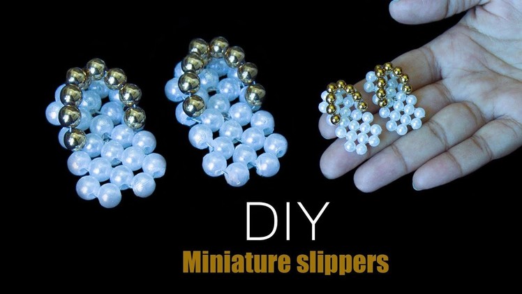How to make miniature doll slipper with beads | DIY slippers for doll | Tutorial