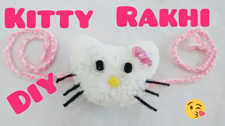 Kitty KIDS. girls  RAKHI making with pom pom (HD video)(ENGLISH SUBTITLE)