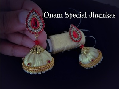 Making Silk Thread Jhumkas||Silk Thread Jhumkas||Onam Special Earrings
