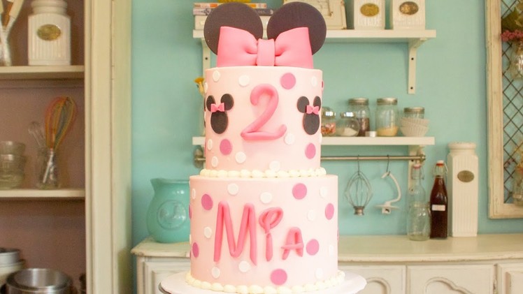 PASTEL MINNIE MOUSE (para MIA). MINNIE MOUSE CAKE. DANI FLOWERS