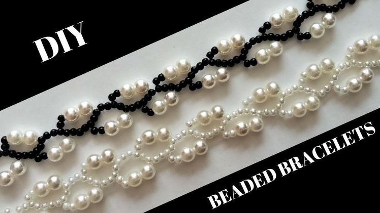 Pearl Beaded Bracelets. Simple beaded pattern -Very Easy Tutorial