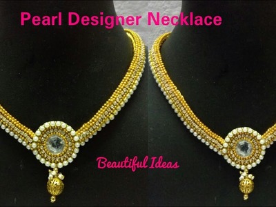 Silk thread Necklace.Pearl Designer Necklace.How to Make Silk thread Necklace For Beginners.DIY.