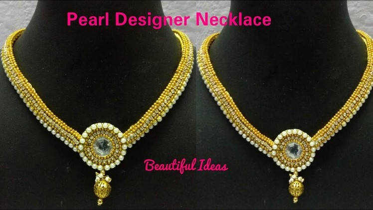 Silk thread Necklace.Pearl Designer Necklace.How to Make Silk thread Necklace For Beginners.DIY.