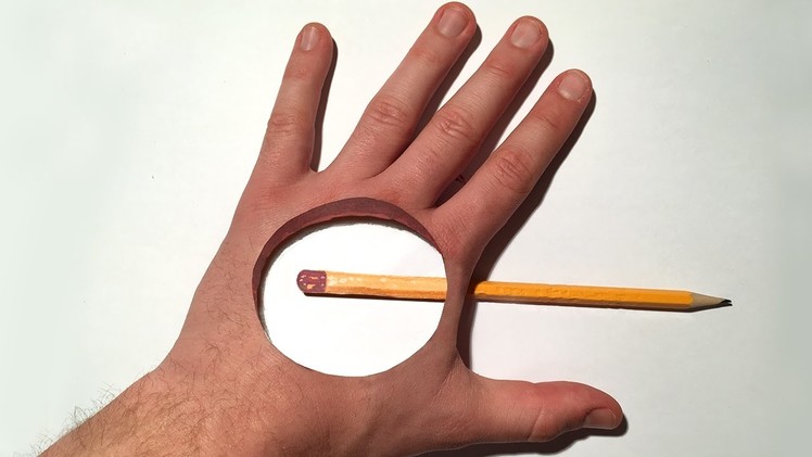 3D Trick Art! Where is the pencil? Hole in the Hand, Dirty Mind Trick Surprise Drawing