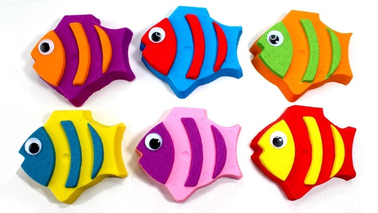 DIY Kinetic Sand Fish Learn Colors Cutting Kinetic Sand for Kids