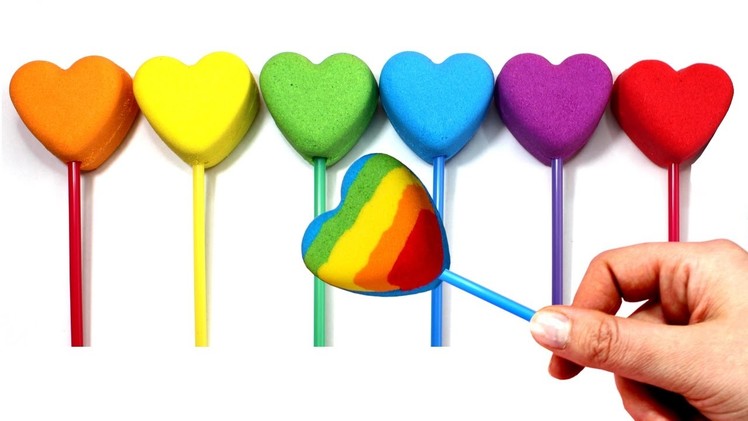 DIY Kinetic Sand Popsicles Hearts Ice Cream and Play Doh Rainbow Learn Colors