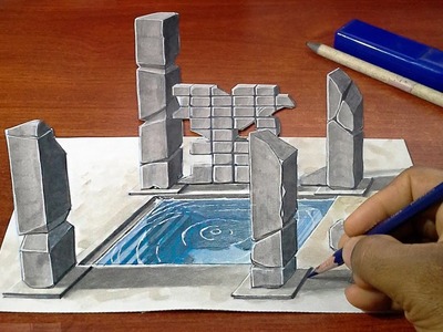 Drawing a 3d Fountain.Temple.Ruins