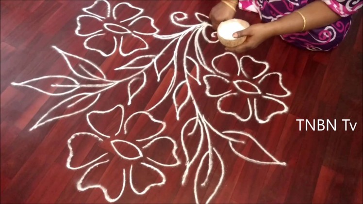 Easy rangoli designs with dots | easy free hand rangoli designs | easy kolam, easy muggulu