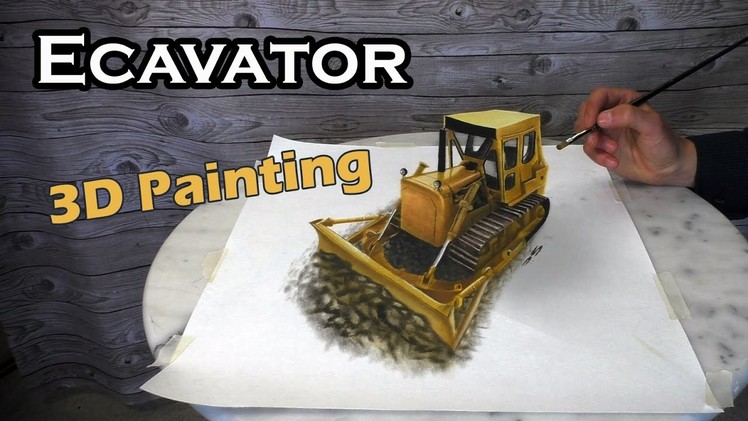 Excavator "Caterpillar" 3D Painting.life-like Trick Art