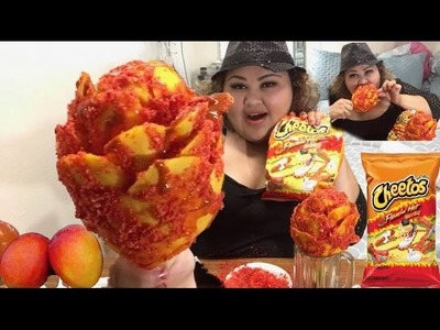 Flamin Hot Cheetos Mango Flower on a Stick DIY. MUKBANG @Wendy's Eating Show