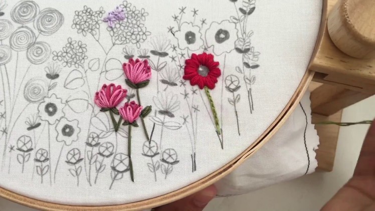 Flower Stem, Reverse Split Stitch, Hand Embroidery Tutorial