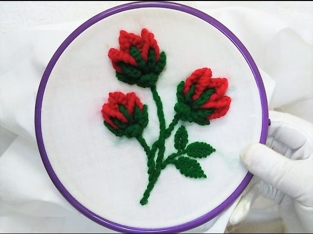 Hand Embroidery - 3D Flower-Buds with Button-hole bar stitch