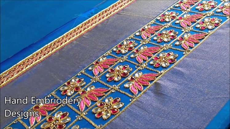 Hand embroidery designs for beginners | hand embroidery designs, zardosi work blouse designs