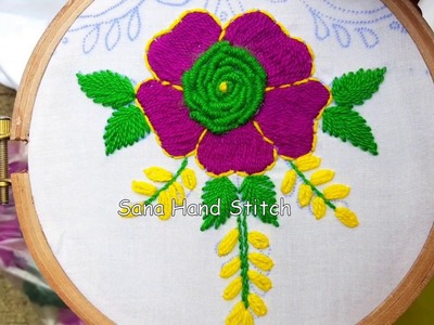 Hand embroidery flower Brazilian stitch