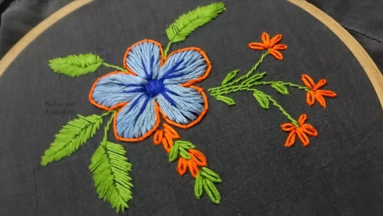 Hand Embroidery Flower Design Lazy Daisy & Buttonhole Stitch by Amma Arts