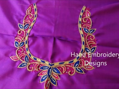 Hand embroidery tutorial for beginners | hand embroidery designs, easy maggam work,easy zardosi work