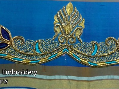 Hand embroidery tutorial for beginners, hand embroidery designs, maggam work blouse designs