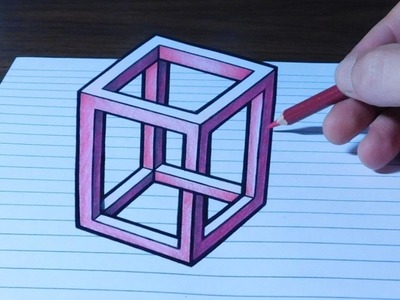 How to Draw an Impossible Anamorphic Cube - 3D Trick Art