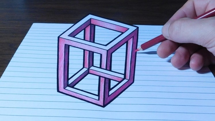 How to Draw an Impossible Anamorphic Cube - 3D Trick Art
