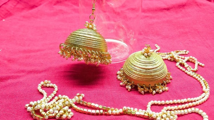 Making Simple and beautiful quilled golden jhumka  (Tutorial)
