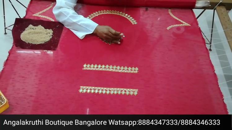 Mirror hand embroidery work for blouse-Angalakruthi Boutique Bangalore