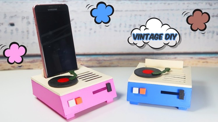 Mobile support as a vintage turntable - Vintage crafts and DIY's