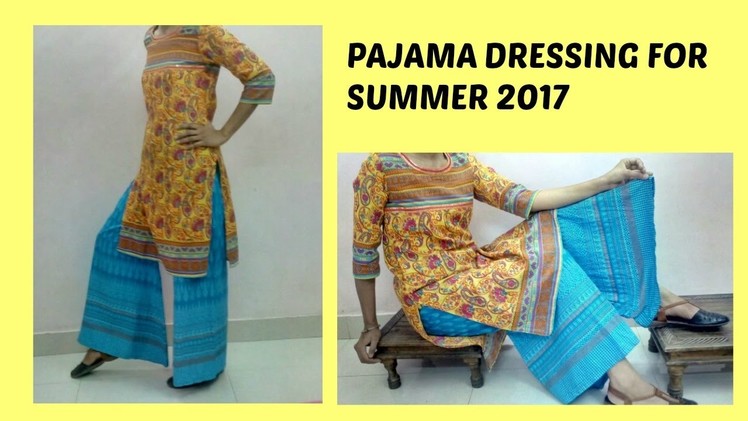 Punjabi palazzo salwar- DIY Summer Pajama One piece Garara Dress pattern pants Cotton Sharara suits