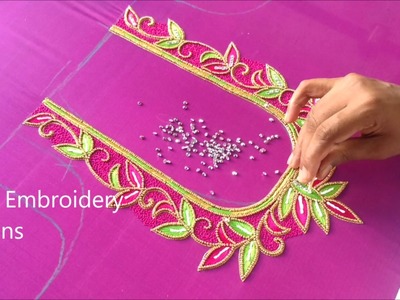 Simple maggam work blouse designs | hand embroidery designs, hand embroidery tutorial for beginners