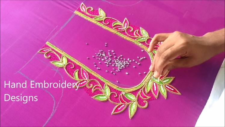 Simple maggam work blouse designs | hand embroidery designs, hand embroidery tutorial for beginners