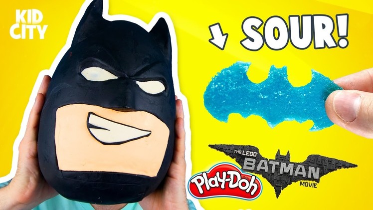 The Lego Batman Movie Play-Doh Surprise Egg + DIY SOUR GUMMY Batman by KIDCITY