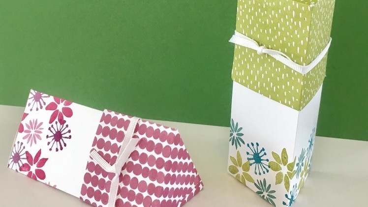 Triangular Gift Box with Lid - Video Tutorial using Blooms and Wishes by Stampin' Up