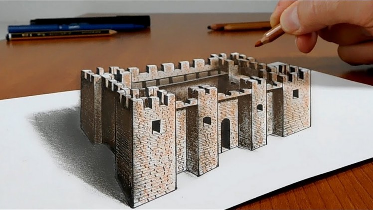 Try to do 3D Trick Art on Paper, Castle