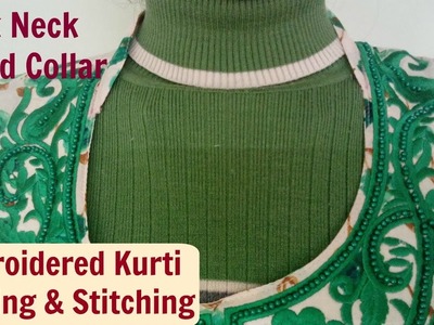 Back Neck Stand Collar : Kurti & Sleeve slits style Cutting & Stitching. Half Collar. Slits stylee