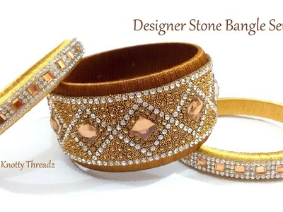 Bridal Bangles | Making of Silk Thread Kundan Bangle Set | Designer Kangans | www.knottythreadz.com