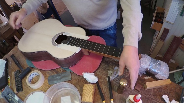 Classical guitar making: fretting a classical guitar