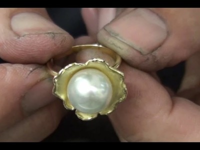Coral design pearl ring